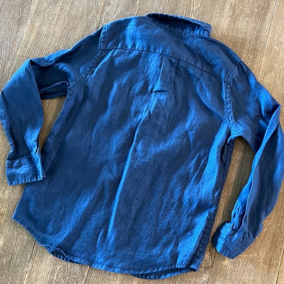 JANIE AND JACK LONG SLEEVE LINEN SHIRT (blue-6) - Picture 2 of 3